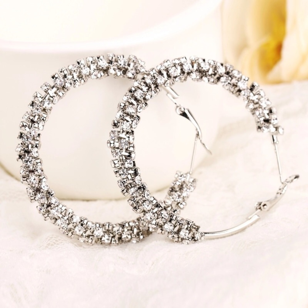 FINAL SALE ❗️ Sparkling Hoop Earrings - Picture 3 of 6